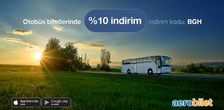 Otobüs biletlerinde %10 indirim fırsatı bugün Aerobilet’te! Otobüs biletlerinde %10 indirim fırsatı!