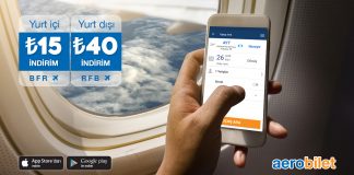 Yurt içi biletlerde 15 TL, yurt dışı biletlerde 40 TL indirim fırsatı Aerobilet’te! Yurt içi biletlerde 15 TL, yurt dışı biletlerde 40 TL indirim fırsatı Aerobilet'te!