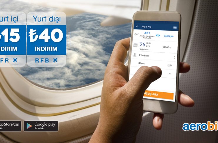 Yurt içi biletlerde 15 TL, yurt dışı biletlerde 40 TL indirim fırsatı Aerobilet’te! Yurt içi biletlerde 15 TL, yurt dışı biletlerde 40 TL indirim fırsatı Aerobilet'te!