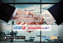 Türk Hava Yolları ve Anadolu Jet ile % 10 indirimli uçun!