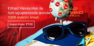 Etihad Havayolları ile tüm uçuşlarınızda, anında 100 TL indirim fırsatı Etihad Havayolları ile tüm uçuşlarınızda, anında 100 TL indirim fırsatı